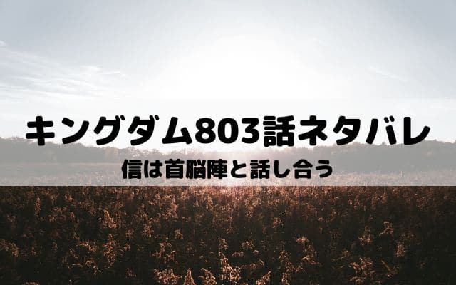 【キングダムネタバレ最新話803話】信は首脳陣と話し合う