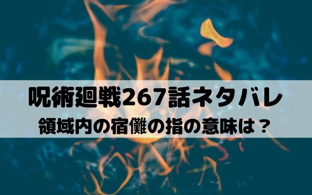 【呪術廻戦ネタバレ最新話267話】領域内の宿儺の指の意味は？